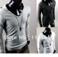 Camiseta con cuello abierto manga larga casual